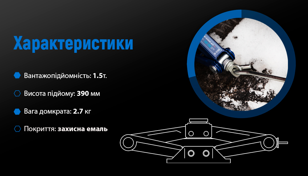 Домкрат Vitol ромб 1,5 т DB-10105B, высота подъёма 390 мм — фото 4