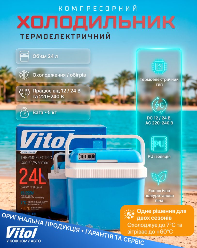 Автохолодильник термоэлектрический VL-24, 24 л, 12/220 В — фото 3