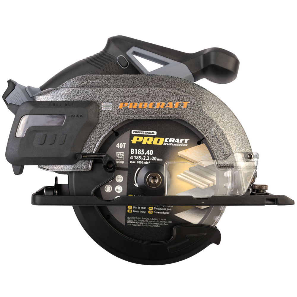 Аккумуляторная циркулярная пила Pro-Craft Industrial CS185A, без аккумулятора и зарядного устройства — фото 3