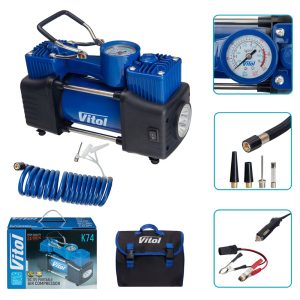 Компрессор ViTOL K-74 150 psi, 15 А, 85 л/мин, 2 цилиндра