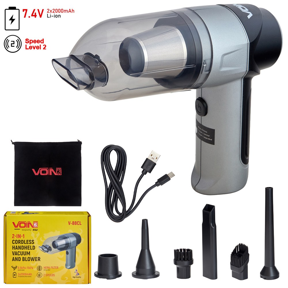 Пылесос VOIN V-88CL 90 Вт, аккумуляторный, сухая и влажная уборка — фото 1