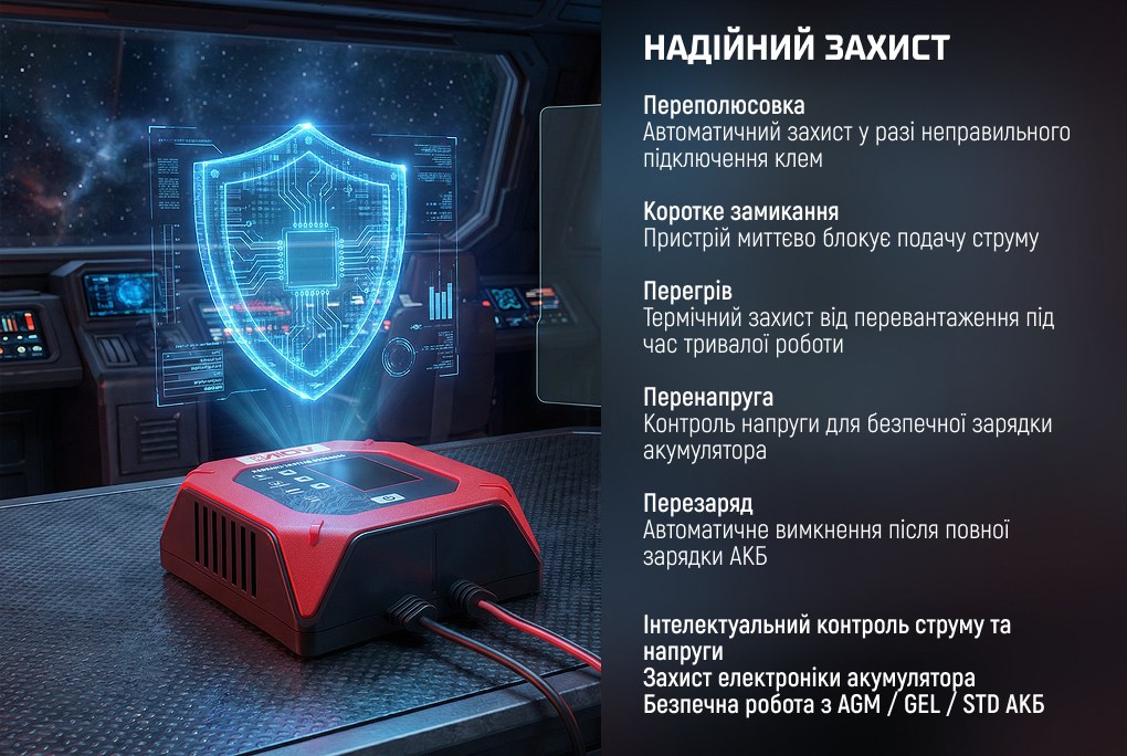 Зарядное устройство VOIN VL-215 12/24 В, 15 А, LCD, импульсное — фото 4